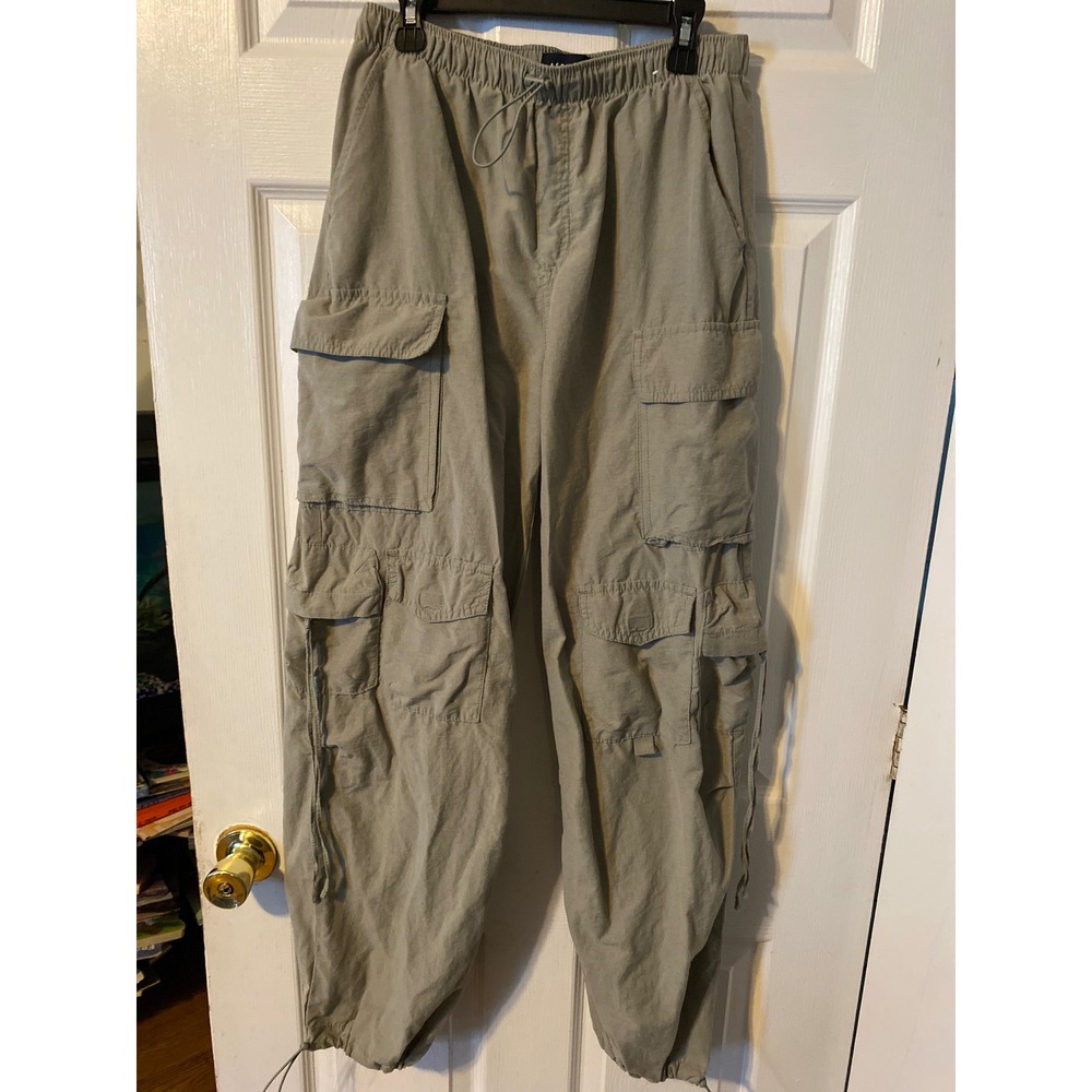 Aeropostale Women Sage Green Parachute Cargo Pants Baggy Utility Trousers Small